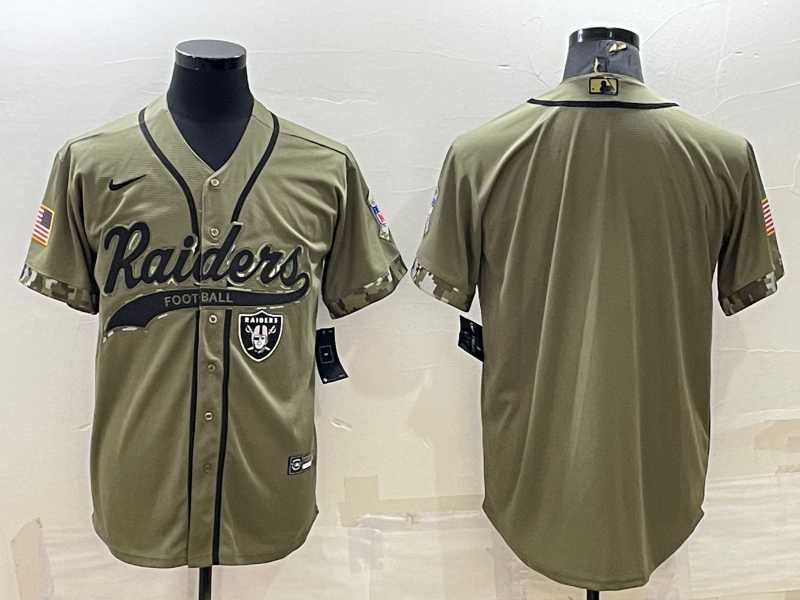 Mens Las Vegas Raiders Blank Olive Salute to Service Cool Base Stitched Baseball Jersey->las vegas raiders->NFL Jersey